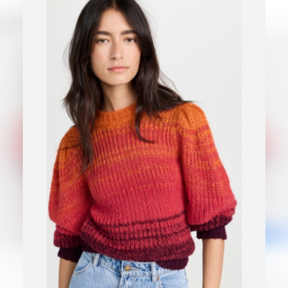 Ulla Johnson Rosalia Pullover Gradient Red Sweate… - image 2